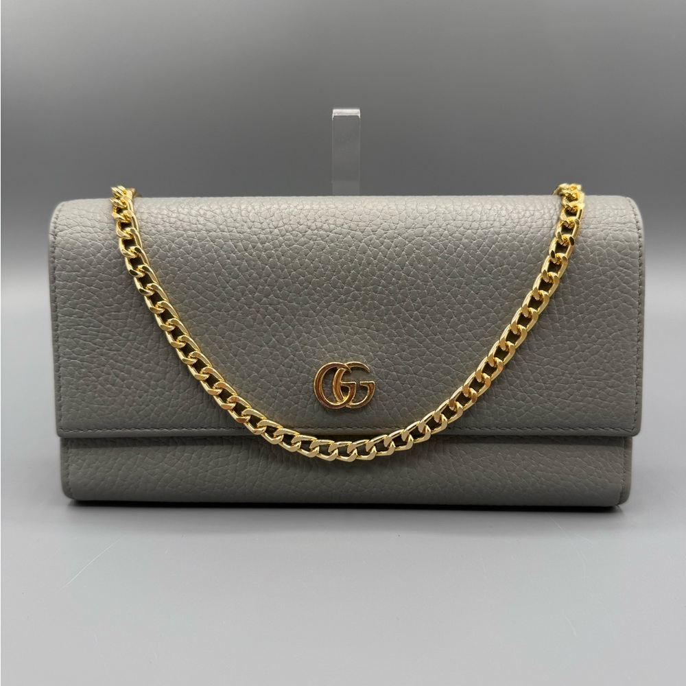Authentic Gucci Grey Pebbled Leather Marmont